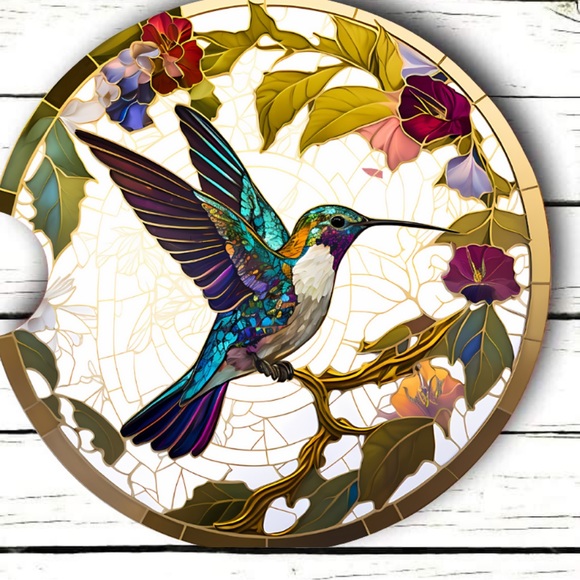 Handmade Hummingbird Car Coasters | New Set Of Two Hummingbird Car Coasters - Picture 2 of 4